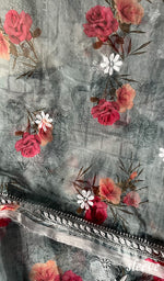 Load image into Gallery viewer, Women's Lakhnavi Handcrafted Organza Chikankari Unstitched Kurta And Dupatta Set - HONC0144734