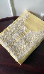 将图像加载到图库查看器中, Women's Lakhnavi Handcrafted Cotton Chikankari Unstitched Kurti Fabric - HONC0318766