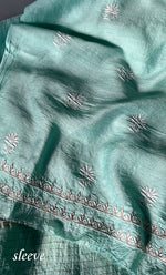 Load image into Gallery viewer, Women's Lakhnavi Handcrafted Munga Silk Chikankari Kurta And Dupatta Set- HONC0282384