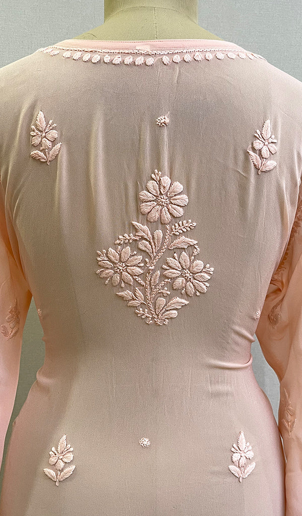Women's Lakhnavi Handcrafted Viscose Georgette Chikankari Kurti- HONC0170652
