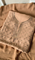 Load image into Gallery viewer, Women's Lakhnavi Handcrafted Viscose Georgette Chikankari Full Suit Material - HONC0198672