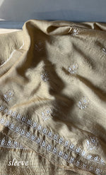 Load image into Gallery viewer, Women's Lakhnavi Handcrafted Munga Silk Unstitched Chikankari Kurta And Dupatta Set- HONC0282389