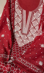 Load image into Gallery viewer, Mehar Women's Lakhnavi Handcrafted Mul Chanderi Semi - Stitched Kurta And Dupatta Set - HONC0312363