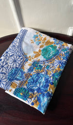 将图像加载到图库查看器中, Women's Lakhnavi Handcrafted Cotton Chikankari Unstitched Kurti Fabric - HONC0284347