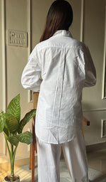 将图像加载到图库查看器中, Enayat Women's Lakhnavi Handcrafted Linen Cotton Oversized Chikankari Oversized Top And Pant Set - HONC02936780