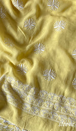 Load image into Gallery viewer, Women's Lakhnavi Handcrafted Pure Silk Georgette Chikankari Suit Material - HONC0260898