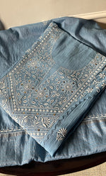 将图像加载到图库查看器中, Women's Lakhnavi Handcrafted Mul Chanderi Semi - stitched Kurta And Dupatta Set- HONC0282423