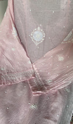 Load image into Gallery viewer, Women's Lakhnavi Handcrafted Mul Chanderi Semi Stitched Kurta And Dupatta Set