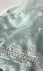 Load image into Gallery viewer, Women's Lakhnavi Handcrafted Pure Organza Chikankari Unstitched Kurta And Dupatta Set- HONC0321452