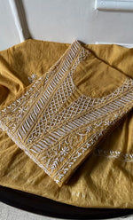 Load image into Gallery viewer, Women's Lakhnavi Handcrafted Mul Chanderi Semi - stitched Kurta And Dupatta Set- HONC0284742