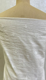 Load image into Gallery viewer, Lucknowi Handcrafted White Chanderi silk Chikankari Unstitched Men's Kurta Fabric - HONC0146629