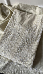 Load image into Gallery viewer, Women's Lakhnavi Handcrafted Linen Cotton Semi -Stitched Kurta And Dupatta Set - HONC0258763