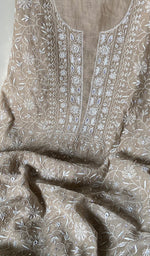 Load image into Gallery viewer, Women's Lakhnavi Handcrafted Mul Chanderi Semi - Stitched Kurta And Dupatta Set - HONC0241683