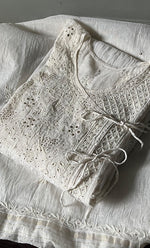 Load image into Gallery viewer, Women's Lakhnavi Handcrafted Mul Chanderi Semi - Stitched Angrakha And Dupatta Set- HONC0303235