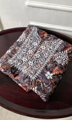 Load image into Gallery viewer, Women's Lakhnavi Handcrafted Cotton Chikankari Unstitched Kurti Fabric - HONC0315323