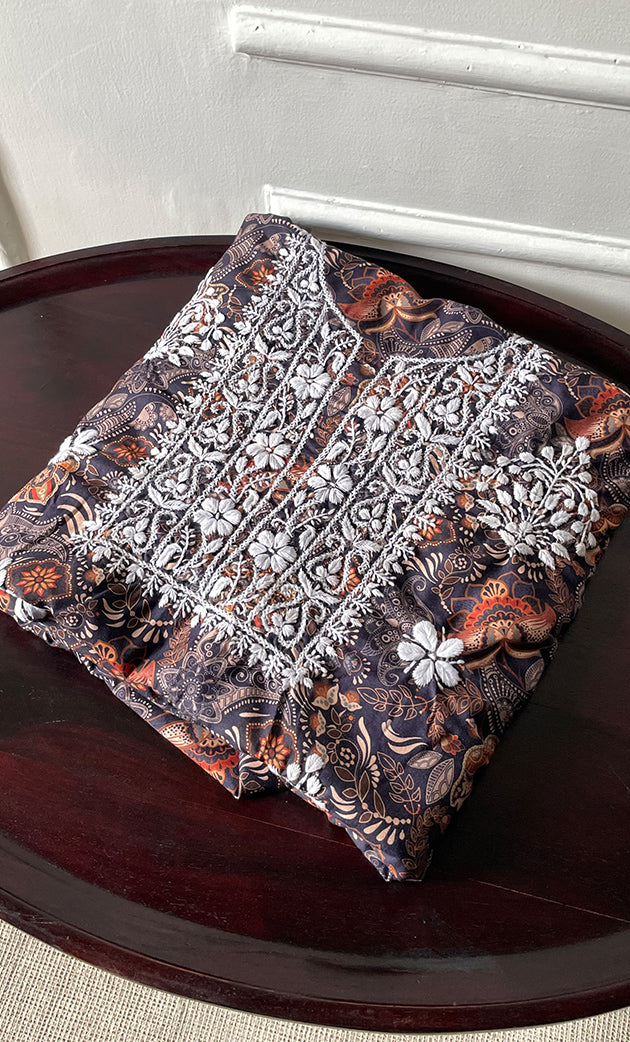 Women's Lakhnavi Handcrafted Cotton Chikankari Unstitched Kurti Fabric - HONC0315323