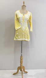 将图像加载到图库查看器中, Women's Lakhnavi Handcrafted Modal Cotton Chikankari Top - HONC0167493