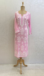 Load image into Gallery viewer, Women's Lucknowi Handcrafted Modal Cotton Chikankari Kurti - HONC0121580