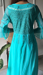 Load image into Gallery viewer, Aadab Women's Lucknowi Handcrafted Faux-Georgette Chikankari Anarkali Dress - HONC038933