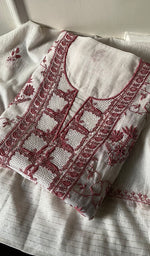 Load image into Gallery viewer, Women's Lakhnavi Handcrafted Mul Chanderi Unstitched Kurta And Dupatta Set - HONC0260937