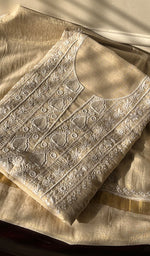 Load image into Gallery viewer, Women's Lakhnavi Handcrafted Tissue Chanderi Unstitched Kurta And Dupatta Set - HONC0284699