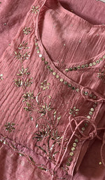 Load image into Gallery viewer, Women's Lakhnavi Handcrafted Mul Chanderi Semi - Stitched Kurta And Dupatta Set - HONC0268225