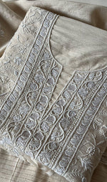 Load image into Gallery viewer, Women's Lakhnavi Handcrafted Munga Silk Chikankari Kurta And Dupatta Set- HONC0256126