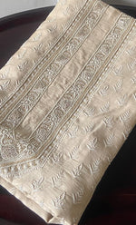 将图像加载到图库查看器中, Lucknowi Handcrafted Munga Silk Unstitched Chikankari Unisex Kurta Fabric - HONC0330256
