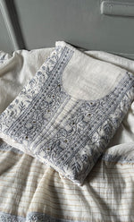 Load image into Gallery viewer, Women's Lakhnavi Handcrafted Mul Chanderi Unstitched Kurta And Dupatta Set- HONC0278931