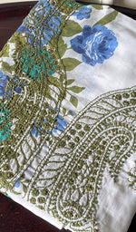 将图像加载到图库查看器中, Women's Lakhnavi Handcrafted Cotton Chikankari Unstitched Kurti Fabric - HONC0284345