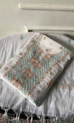 将图像加载到图库查看器中, Women's Lakhnavi Handcrafted Mul Chanderi Unstitched Kurta And Dupatta Set- HONC0313655