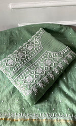 Load image into Gallery viewer, Women's Lakhnavi Handcrafted Mul Chanderi Unstitched Kurta And Dupatta Set- HONC0319681