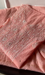 Load image into Gallery viewer, Women's Lakhnavi Handcrafted Mul Chanderi Semi - Stitched Kurta And Dupatta Set- HONC0305141