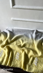 Load image into Gallery viewer, Saziya Women's Lakhnavi Handcrafted Mul Chanderi Semi - stitched Chikankari Full Suit Material - HONC0321283