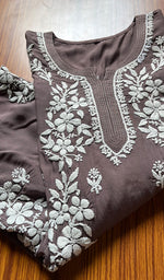 将图像加载到图库查看器中, Women's Lakhnavi Handcrafted Cotton Chikankari Kurti- HONC0301043