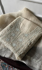 将图像加载到图库查看器中, Women's Lakhnavi Handcrafted Pure Organza Chikankari Unstitched Kurta And Dupatta Set- HONC0319969