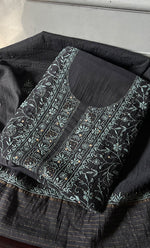 将图像加载到图库查看器中, Women's Lakhnavi Handcrafted Unstitched Mul Chanderi Kurta And Dupatta Set - HONC0280875