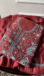 Load image into Gallery viewer, Shirin Women's Lakhnavi Handcrafted Mul Chanderi Unstitched Chikankari Full Suit Material - HONC0339570
