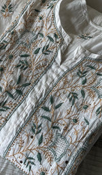 将图像加载到图库查看器中, Women's Lakhnavi Handcrafted Mul Chanderi Semi - Stitched Kurta And Dupatta Set - HONC0266952