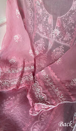 将图像加载到图库查看器中, Women's Lakhnavi Handcrafted Pure Organza Chikankari Semi - Stitched Kurta And Dupatta Set- HONC0310095