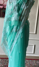 Load image into Gallery viewer, Samaira Women's Lucknowi Handcrafted Faux-Georgette Chikankari Saree - HONC0348738