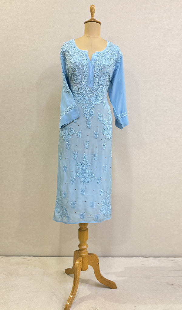 Aaliya Women's Lucknowi Handcrafted Crepe Chikankari Kurti - HONC0218238