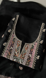 Load image into Gallery viewer, Amara Women's Lakhnavi Handcrafted Pure Organza Chikankari Unstitched Kurta And Dupatta Set - HONC0258852