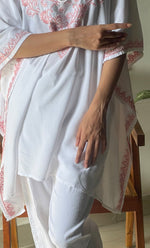 Load image into Gallery viewer, Women's Lucknowi Handcrafted Cotton Chikankari Kaftan - HONC0297354