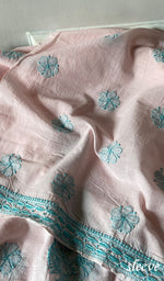 Load image into Gallery viewer, Women's Lakhnavi Handcrafted Cotton Unstitched Chikankari Kurta Dupatta Set - HONC0358179