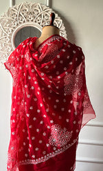 Load image into Gallery viewer, Women's Lucknowi Handcrafted Faux-Georgette Chikankari Saree - HONC0311919