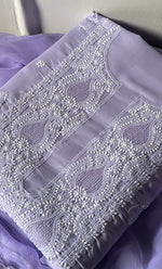 Load image into Gallery viewer, Women's Lakhnavi Handcrafted Unstitched Cotton Chikankari Suit Material - HONC0329380