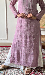 Load image into Gallery viewer, Women's Lakhnavi Handcrafted Viscose Georgette Chikankari Kurti - HONC0318806