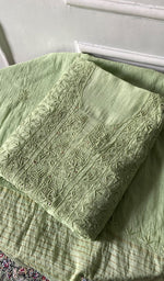 Load image into Gallery viewer, Women's Lakhnavi Handcrafted Mul Chanderi Unstitched Kurta And Dupatta Set - HONC0278948