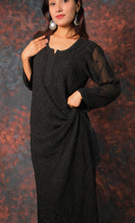 Load image into Gallery viewer, Yusra Women's Lakhnavi Handcrafted Viscose Georgette Chikankari Kurti- HONC0327261